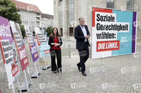 Pressetermin zur Plakatkampagne der Partei Die Linke zur Bundestagsswahl 2021 in Berlin