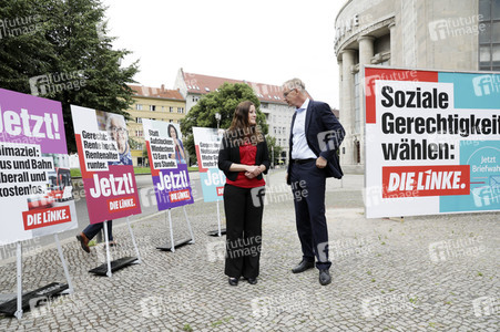 Pressetermin zur Plakatkampagne der Partei Die Linke zur Bundestagsswahl 2021 in Berlin