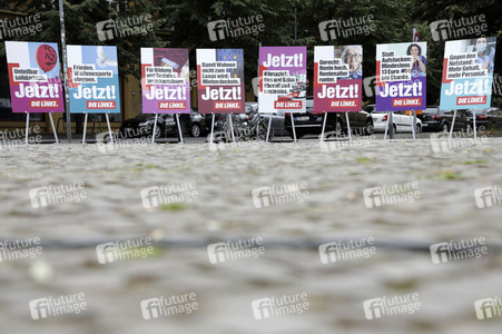 Pressetermin zur Plakatkampagne der Partei Die Linke zur Bundestagsswahl 2021 in Berlin