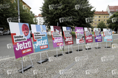Pressetermin zur Plakatkampagne der Partei Die Linke zur Bundestagsswahl 2021 in Berlin
