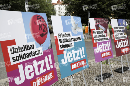 Pressetermin zur Plakatkampagne der Partei Die Linke zur Bundestagsswahl 2021 in Berlin