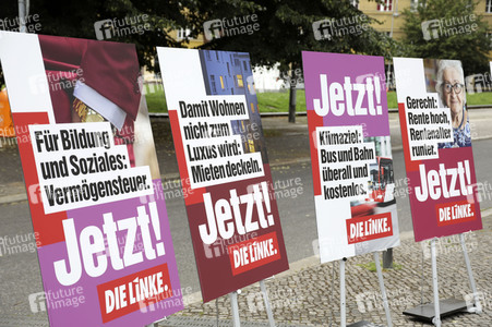 Pressetermin zur Plakatkampagne der Partei Die Linke zur Bundestagsswahl 2021 in Berlin