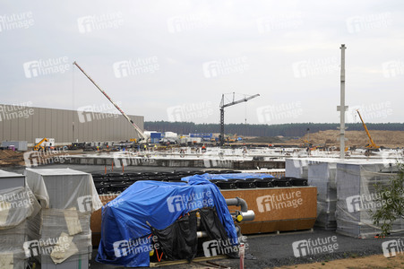 Baustelle der Tesla Gigafactory 4 in Grünheide