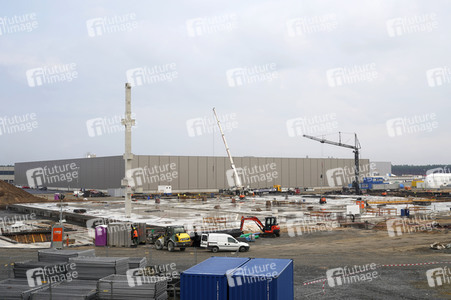 Baustelle der Tesla Gigafactory 4 in Grünheide