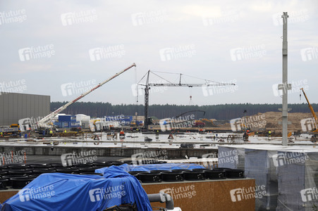Baustelle der Tesla Gigafactory 4 in Grünheide