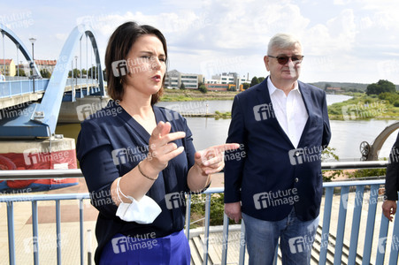 Besuch von Kanlzerkandidatin Annalena Baerbock und Joschka Fischer in Frankfurt (Oder)