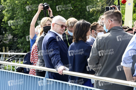 Besuch von Kanlzerkandidatin Annalena Baerbock und Joschka Fischer in Frankfurt (Oder)