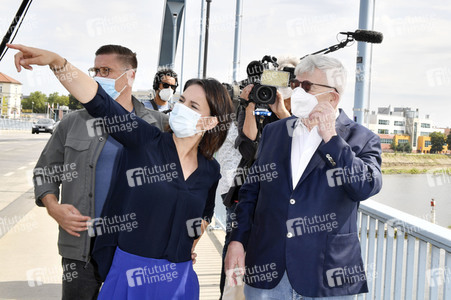 Besuch von Kanlzerkandidatin Annalena Baerbock und Joschka Fischer in Frankfurt (Oder)