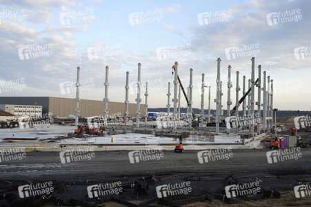 Baustelle der Tesla Gigafactory 4 in Grünheide