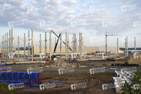 Baustelle der Tesla Gigafactory 4 in Grünheide