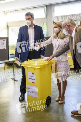 Stimmabgabe von Markus Söder zur Bundestagswahl 2021 in Nürnberg
