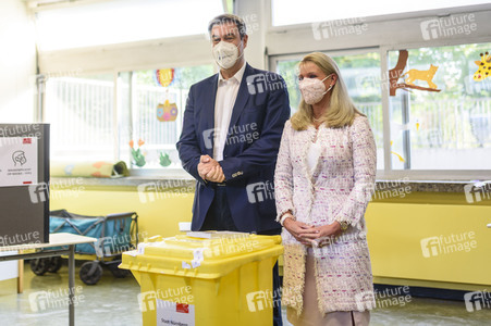 Stimmabgabe von Markus Söder zur Bundestagswahl 2021 in Nürnberg