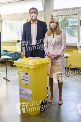 Stimmabgabe von Markus Söder zur Bundestagswahl 2021 in Nürnberg