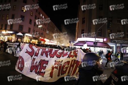 Demonstration gegen Räumung von linkem Wohnprojekt in Berlin