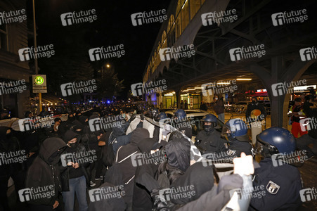 Demonstration gegen Räumung von linkem Wohnprojekt in Berlin