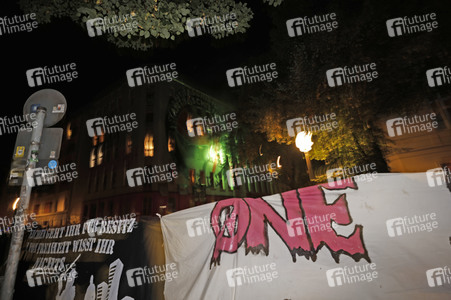 Demonstration gegen Räumung von linkem Wohnprojekt in Berlin