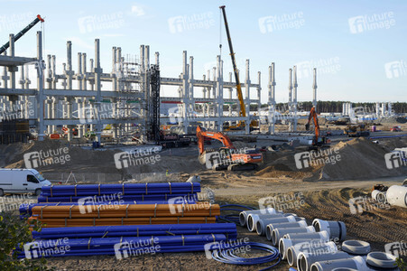 Baustelle der Tesla Gigafactory 4 in Grünheide