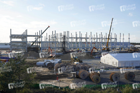 Baustelle der Tesla Gigafactory 4 in Grünheide