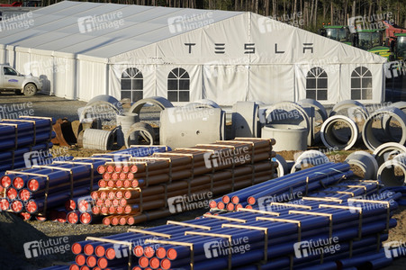 Baustelle der Tesla Gigafactory 4 in Grünheide