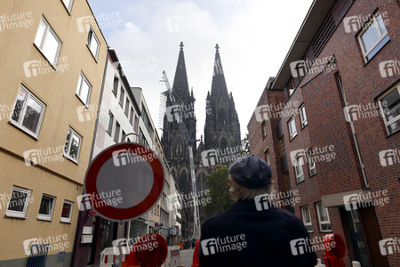 Abbau des Gerüsts am Kölner Dom