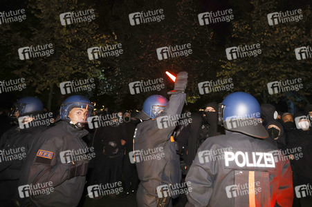 Demonstration gegen die Räumung des Wagencamps 'Köpi' in Berlin
