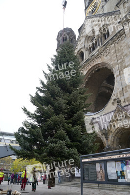 Weihnachtsbaumaufstellung auf dem Breitscheidplatz in Berlin