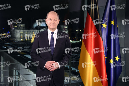 Neujahrsansprache des Bundeskanzlers Olaf Scholz in Berlin