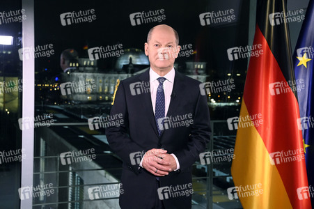 Neujahrsansprache des Bundeskanzlers Olaf Scholz in Berlin