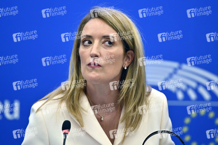 Pressekonferenz mit Roberta Metsola im Europäischen Parlament in Straßburg