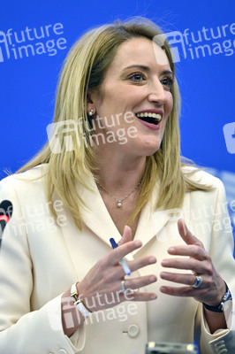 Pressekonferenz mit Roberta Metsola im Europäischen Parlament in Straßburg