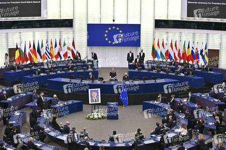 Gedenkfeier für David Sassoli im Europäischen Parlament in Straßburg