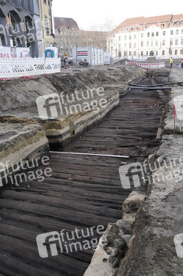 Fototermin mit Klaus Lederer auf der Grabung Molkenmarkt in Berlin