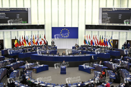 Rede von Emmanuel Macron vor dem EU-Parlament in Straßburg