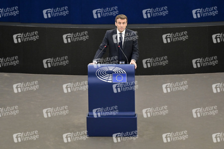 Rede von Emmanuel Macron vor dem EU-Parlament in Straßburg