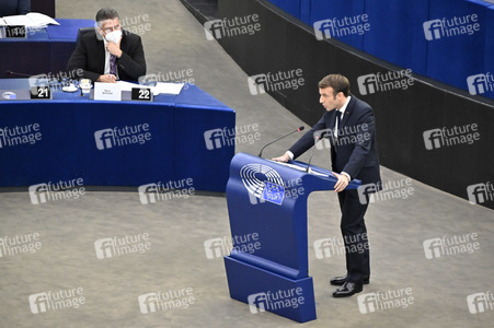 Rede von Emmanuel Macron vor dem EU-Parlament in Straßburg