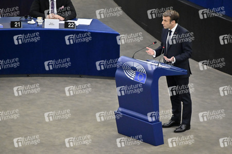 Rede von Emmanuel Macron vor dem EU-Parlament in Straßburg