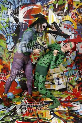 GEEK ART: Joker meets Riddler Bodypainting