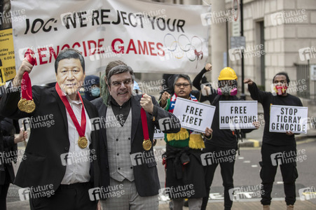 Demonstration gegen Menschenrechtsverletzungen in China in London