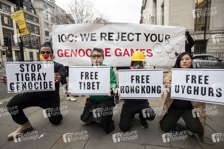 Demonstration gegen Menschenrechtsverletzungen in China in London