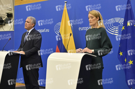 Pressekonferenz mit Iván Duque Márquez im EU-Parlament in Straßburg