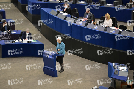 Jahresbericht 2021 der EZB im EU-Parlament in Straßburg