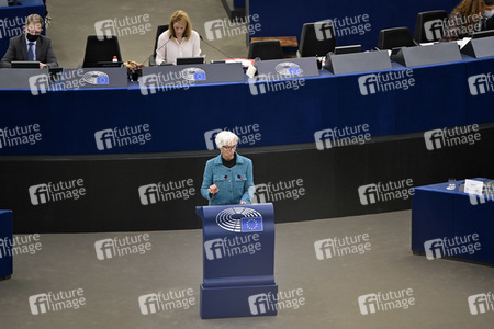 Jahresbericht 2021 der EZB im EU-Parlament in Straßburg