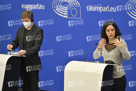 Pressebriefing der Fraktion GUE/NGL im EU-Parlament in Straßburg