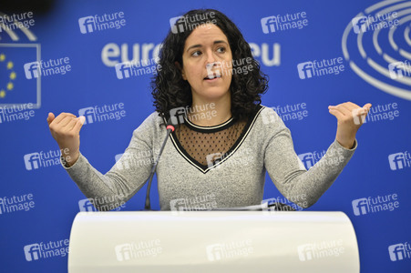 Pressebriefing der Fraktion GUE/NGL im EU-Parlament in Straßburg