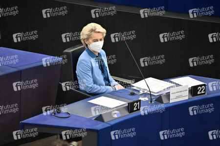 Plenartagung zur militärischen Bedrohung der Ukraine durch Russland im EU-Parlament in Straßburg