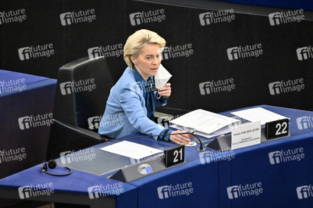 Plenartagung zur militärischen Bedrohung der Ukraine durch Russland im EU-Parlament in Straßburg