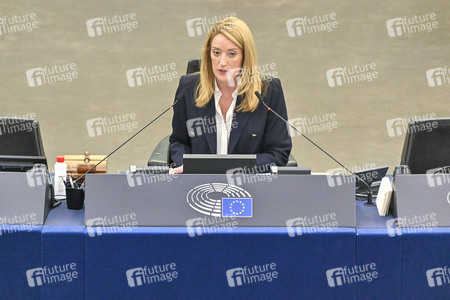 Plenartagung zur militärischen Bedrohung der Ukraine durch Russland im EU-Parlament in Straßburg