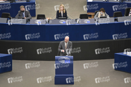 Plenartagung zur militärischen Bedrohung der Ukraine durch Russland im EU-Parlament in Straßburg