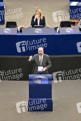 Plenartagung zur militärischen Bedrohung der Ukraine durch Russland im EU-Parlament in Straßburg