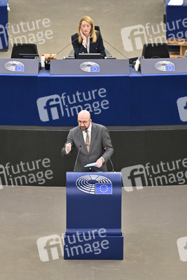 Plenartagung zur militärischen Bedrohung der Ukraine durch Russland im EU-Parlament in Straßburg